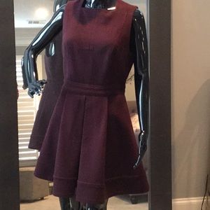 Maroon pleated mini dress